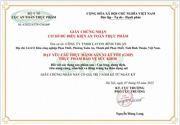 Hector đạt chứng nhận GMP của Bộ Y tế